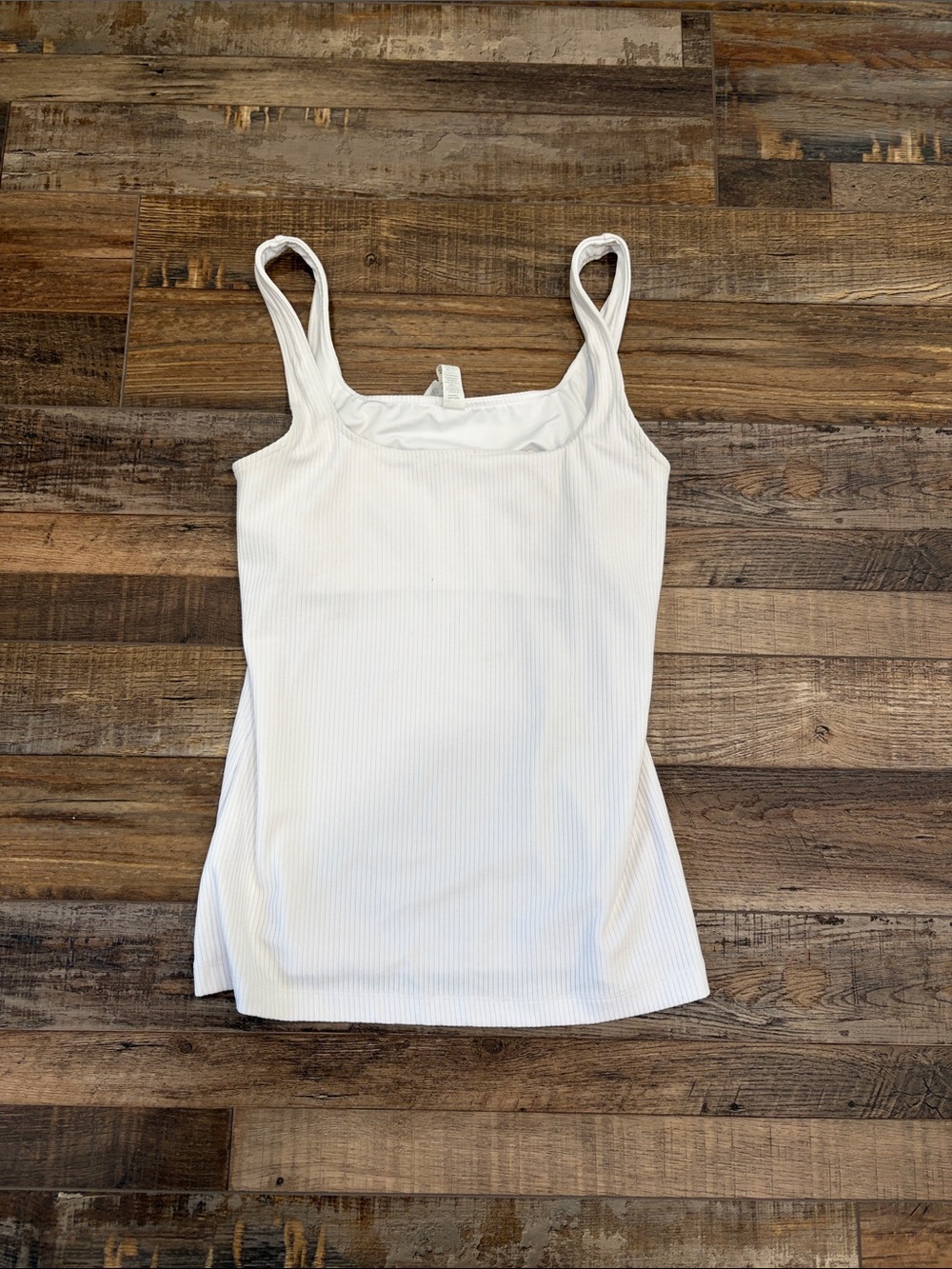 ALO Yoga White Ribbed Square Neck Tank